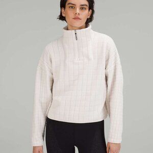 Lululemon Women's White Lab Textured-Grid Fleece Half Zip Pullover Sweater Sz XS